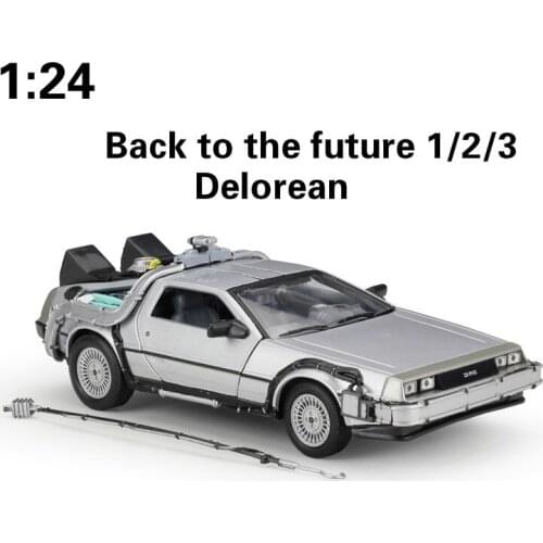 WELLY 1:24 Alloy Classic Diecast Car delorean Back to The Future part 1/2/3 DMC-12 Metal Model Toy Car For Kids Gifts Collection
