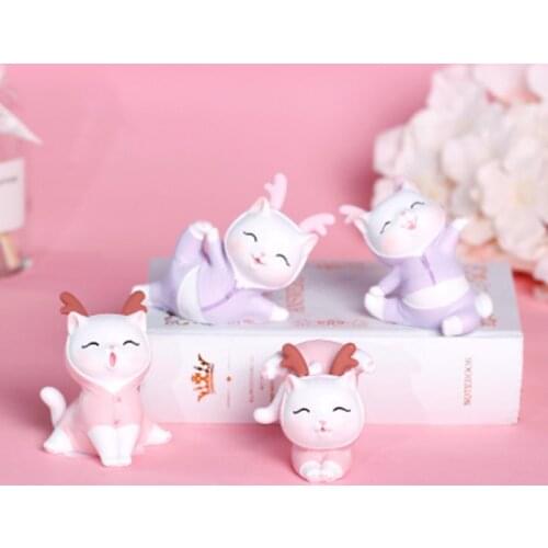 ZOCDOU 1 Piece Cute Cartoon Cat Small Statue Little Figurine Crafts Figure Ornament Miniatures