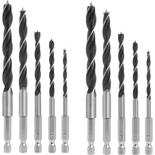Hot 2 Sets of 5Pcs 1/4 Inch Hex Shank HSS Wood Working Dowel Twist Drill Bits Set 4mm 5mm 6mm 8mm 10mm