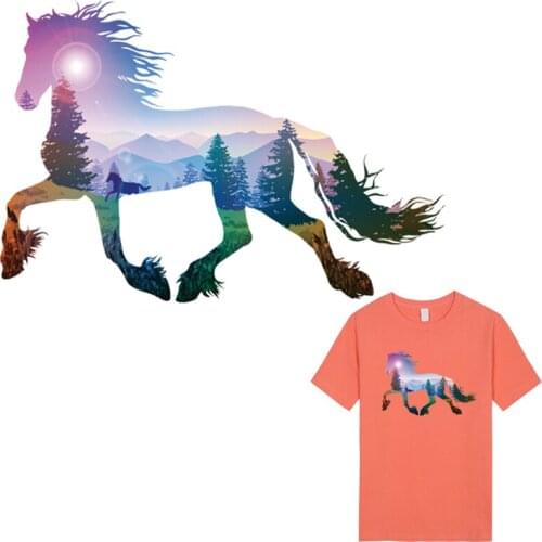 Colors Horse Animal Patch Clothes Stickers New Design Thermal Transfer T-Shirt Dresses Diy Hot Tear Applique
