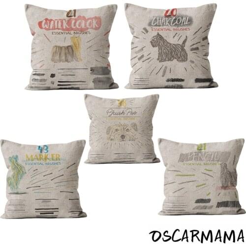 Cushion Cover Animal Champion Dog Sketch Painting Decorative Pillowcase Custom Throw Pillow Sofa Living Room Home Decoration