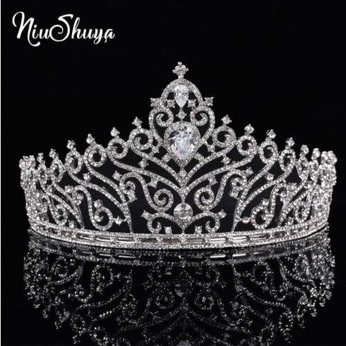 NiuShuya Elegance Crystal Crowns Bride Tiara Fashion Queen For Wedding Crown Headpiece Wedding Hair Jewelry Accessories