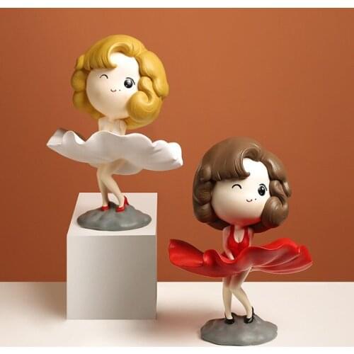 Nordic Simulation Cute Cartoon Monroe Resin Ornaments Office Store Cafe Sculpture Decoration Home Bedroom Table Figurines Crafts