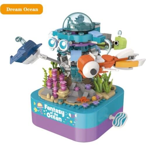 The New Clockwork Music Box Series Bricks Toys Ocean World Animal Ornaments Model MOC Building Blocks Kit Creator Kids Gifts
