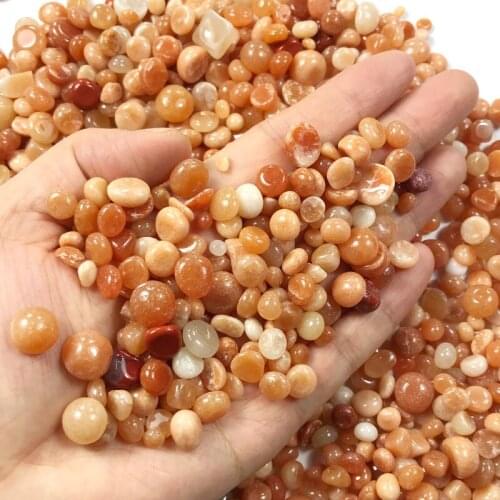 Wholesale 100g Natural Red Aventurine Crystal Gravel Semicircle Round Stone Garden Decor Healing Crystals Quartz Crystals