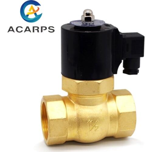 Steam Solenoid Valve,G1-1/2" 2-Way NC Brass Solenoid Valve Hi-Temp Electric Magnetic Valve 1.6 MPa AC220v DC12