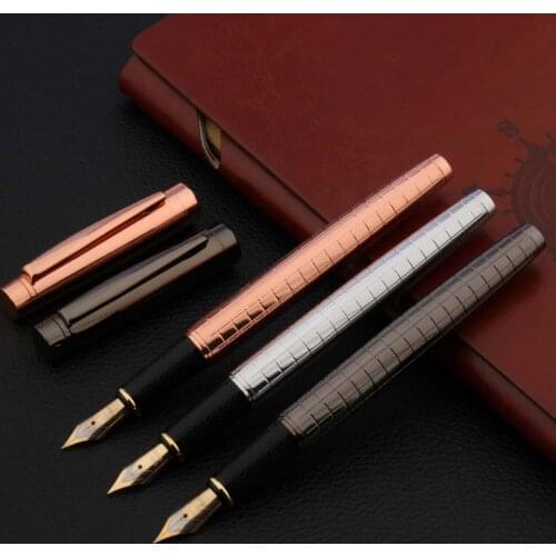 Luxury Quality 886 Fountain Pen GUN Grey Lacquered Twist Copper Elegante M Nib INK Pen Office Writing Supplies New