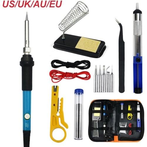 Full Set 60W 110V/220V Electric Soldering Iron Kit with Adjustable Temperature Welding Iron Electronic Repair Tool