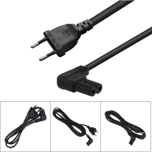 Right Angled Eu Euro Ac Power Cord Cable Lead Eu 2-Prong to Figure 8 C7 for Tv,Printers,Cameras,Ps4,Ps3