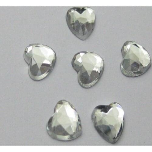 Craft DIY Clear Acrylic Faceted Heart Flatback Rhinestone Gems Cabachon 6mm-20mm