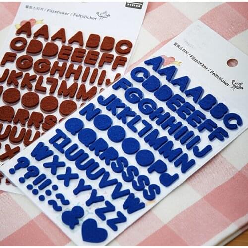 Pretty New Blue & Brown English Letters Sticker DIY Nonwoven Felt Fabric, Free Shipping