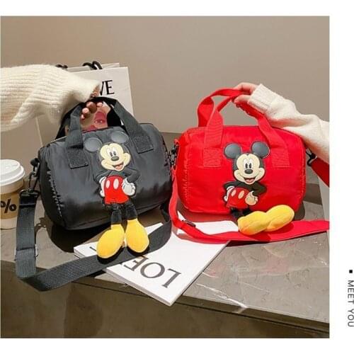 New Disney Mickey Mouse Pattern Girls Shoulder Bag Messenger Bag Simple Fashion Cylindrical Bag Shoulder Handbag