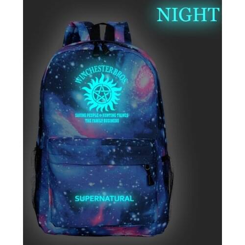 Supernatural Luminous Backpack Men Women Boys Girls Teens Backpacks Rucksack New Pattern Schoolbag Knapsack Fashion Travel Bag