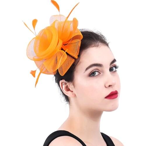 Tulle Fashion Headwear Wedding Bride Hair Accessories Elegant Women Fascinator Hat Handmade Flower Headwear For Ladies Cocktail