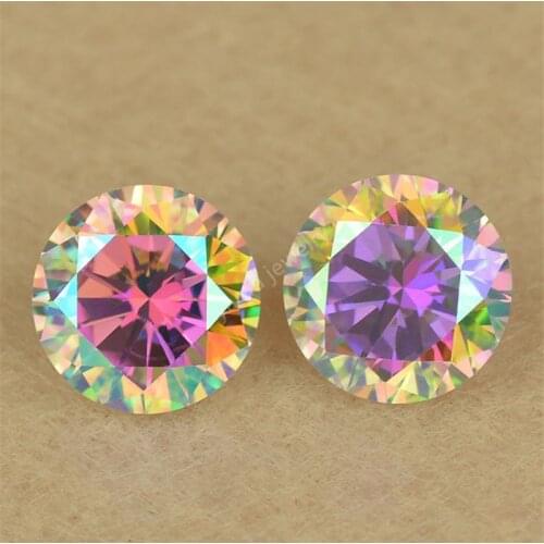 High Quality Plating AB Color Multicolor Cubic Zirconia Stone Round Brilliant Cut Loose CZ Stone Synthetic Gems For DIY Jewelry