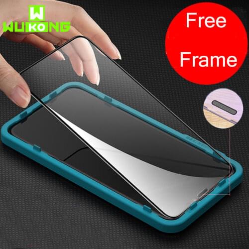 Free Frame Dust-proof Full Cover Tempered Glass For iPhone 11 Pro max ixs max Screen Protector i12 mini For iPhone 12 Pro Max