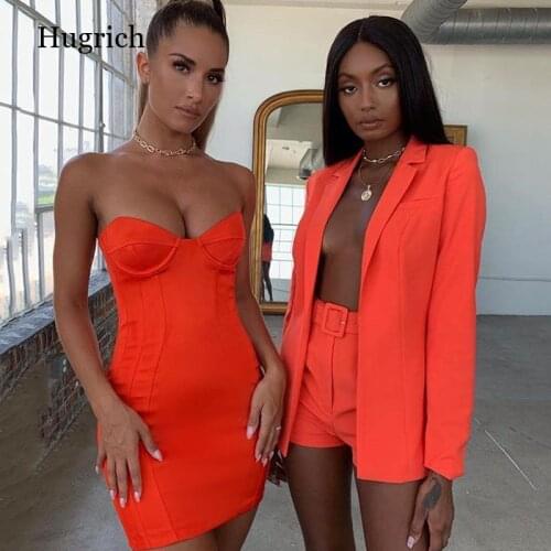 High Waist Buttock Shorts Two Piece Women Suit Sexy Office Lady 2021 Autumn Blazer and Pants Jumpsuit Set Casual Suits Outfits