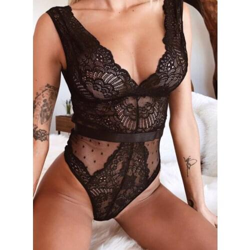 Lingerie 2021 bodysuits manufacturer factory Sexy lace V temptation female one-piece in stock