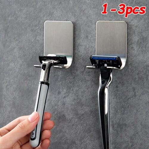 1 - 3 Pcs Punch Free Razor Holder Storage Hook Wall Men Shaving Shaver Shelf Bathroom Razor Rack Wall Bathroom Accessories