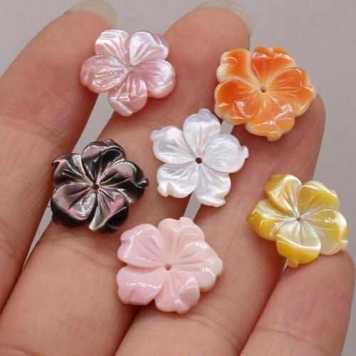 2PC Natural Black Shell Beads Fashion Carved Flower Loose Spacer Bead for Handmade DIY Earrings Hairpin Jewelry Making Accessory