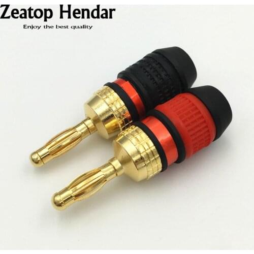 2Pcs High Quality New 4mm Banana Speaker Plug No Welding Connector Gold Plated