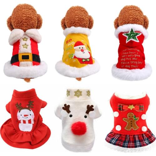 2020 New Pet Dog Jacket Dress Costume Santa Elk Puppy Cat Coat Clothes Christmas