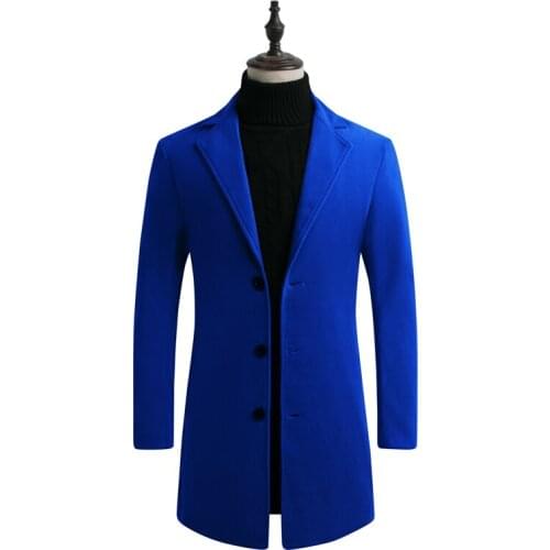 2021 Fashion Men Wool & Blends Mens Casual Business Trench Coat Mens Leisure Overcoat Male Punk Style Blends Dust Coats Jackets