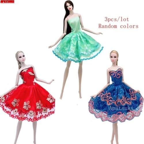 3pcs/lot Random Tutu Ballet Dress For Barbie Doll Clothes Evening Gown For Barbie Dolls Outfits 1/6 Doll Accessories Toys