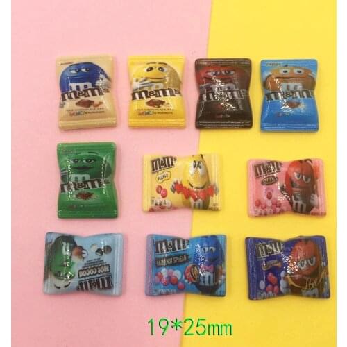 30Pcs Cartoon M Beans Flat back Resin Cabochons Simulation Fake Food M bean Candy Embellishment For Scrapbooking DIY Accessories