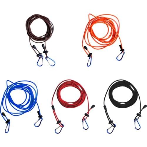 4mm 12' Strong Elastic Kayak Canoe Boat Tow Line Leash Lanyard with Double End Carabiner Snap Hooks