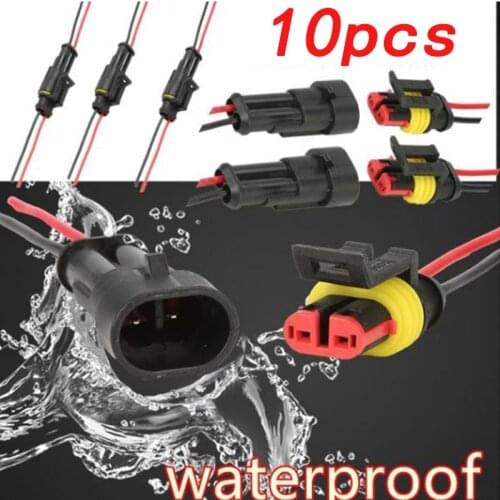 10pcs 5 pairs of waterproof male and female electrical connector plugs 2-pin mode with wire for the car motorcycle pedal vehicle