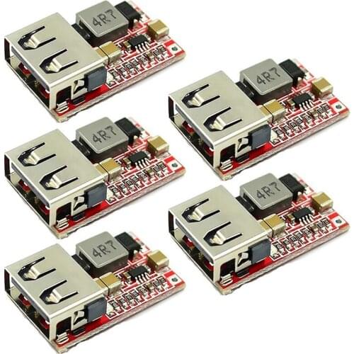5 Pcs DC-DC Buck Converter Car USB Charger Module 6-24V 12V 24V to 5V 3A Step Down Voltage Regulator Power Supply Module