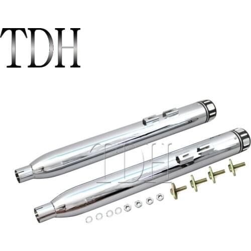 810mm Chrome Motorcycle Slip On Exhaust Muffler 45mm Silencer Pipes For Harley Touring Chopper Racer Bobber 1995-UP