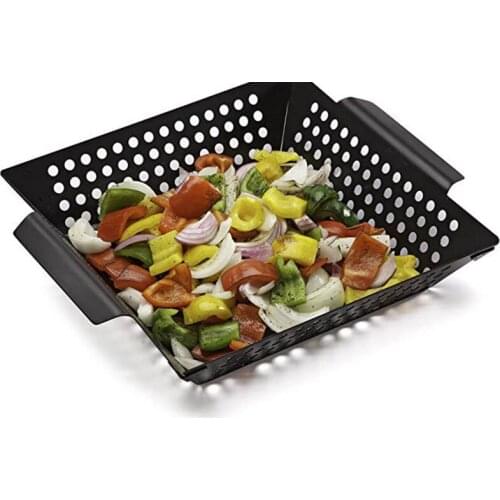 Non-stick Square Grill Pan Stainless Steel Barbecue Grill Plate Food Vegetable Basket Tray BBQ Tools Kitchen Gadgets