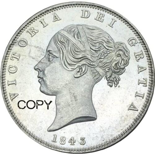 Great Britain Victoria 1843 1/2 Crown young head Cupronickel Plated Silver Copy Coin Commemorative COINS