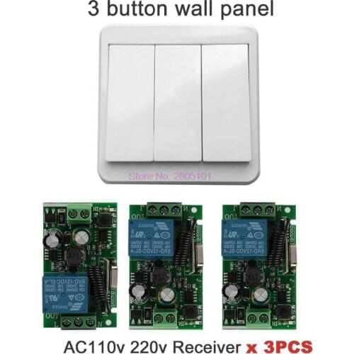 Dhl or fedex 10pcs 433 MHz Wireless Remote control switch AC 110V 220V Relay Receiver Module and Wall Switch Transmitter