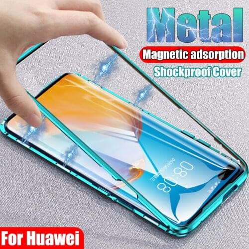 Double Side 360 Degree Magnetic Adsorption Glass Case For Huawei Honor20 P40 P30 P20 Lite Pro 8X 9X Nove 6 7 SE Phone Case Cover