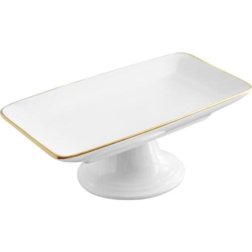 Ceramic Footed White Chocolate Plate kitchen mother presentation tray storage container plate dust cover spice bowl jug glass