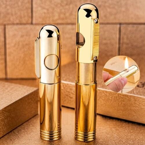 2020Retro Cigarette Cigar Kerosene Pure Brass Lighter Creative Environmental Protection Mens Smoking Military Cigarette Lighter