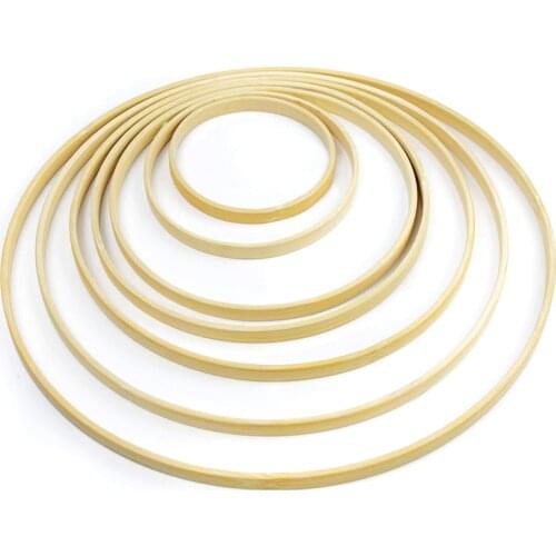 5 Pieces Wooden Bamboo Floral Circle Hoop Macrame Hoop Wood Rings for Wedding Party Home DIY Flower Wreath Dream Catcher Frame