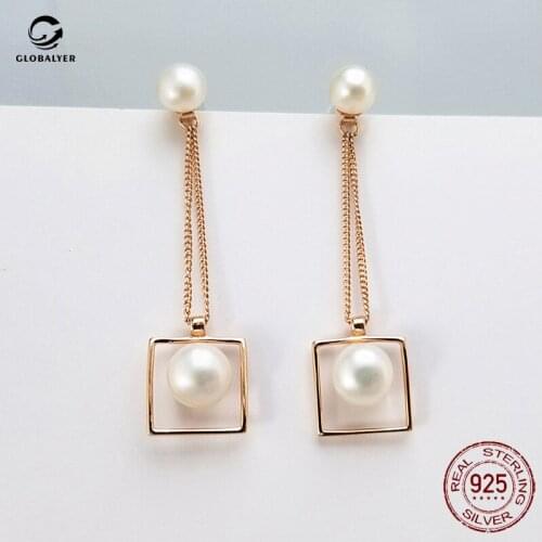 Korean fashion personality pearl earrings Female S925 sterling silver tassel earrings DIY accessories Girls gifts 604