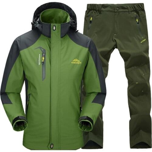 Autumn Men Women Outdoor Jacket Suit Windproof Waterproof Jacket Set Male Trekking Camping Hunting Climbing Jackets Sport Pants