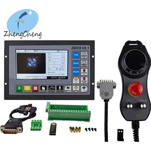 DDCSV3.1 3/4 Axis G Code CNC Offline Stand Alone Controller For Engraving Milling Machine DDCS V3.1+ 6-axis E-Stop MPG Handwheel