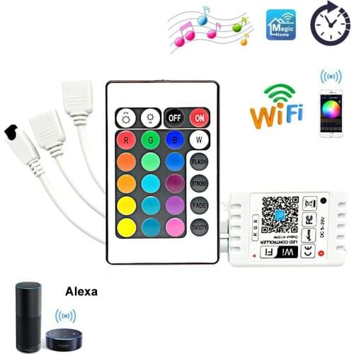 DC 5v 12v 24v Wifi LED Controller Mini 24 Key IR Remote Control RGB Controler Magic Home Music Led Wifi Controller Controleur