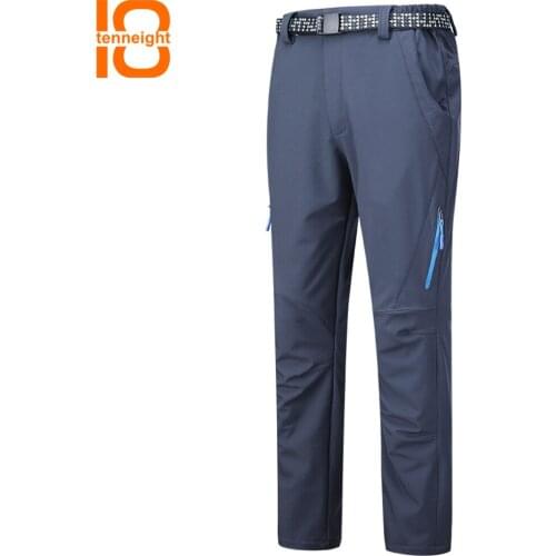 TENNEIGHT 2019 New Autumn and winter trousers Men Soft Shell Pants waterproof Outdoor Camping&hiking Pants fleece Skiing Trouser