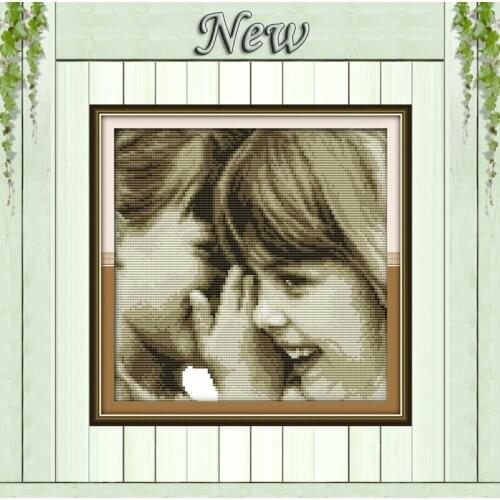 Whisper lovely girl kids,counted printed on the canvas DMC 14CT 11CT Cross Stitch Sets,embroidery needlework kits,DIY Home Decor