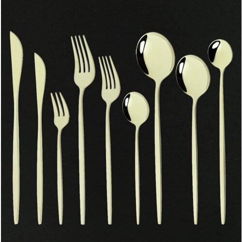 4Pcs Champagne Dinnerware Cutlery Set Stainless Steel Tableware Home Dessert Fork Spoon Dessert Knife Kitchen Flatware Set