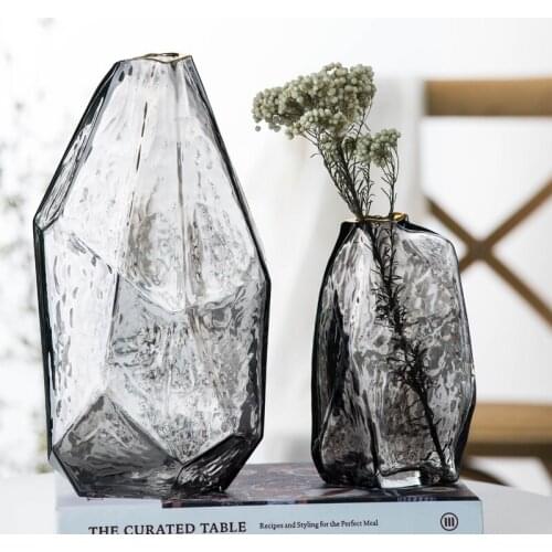 Irregular Glass Design Vase Nordic Style Geometry Light Luxury Simple Vase Transparent Exquisite Maceta Flower Decoration EI50VA