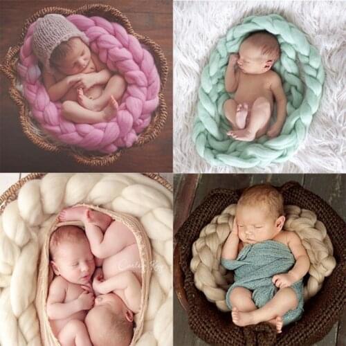 Newborn Photography Props Baby Photo Blanket Multi Colors 4M Long Basket Acrylic Filler Braid Basket Stuffer atrezzo fotos bebe