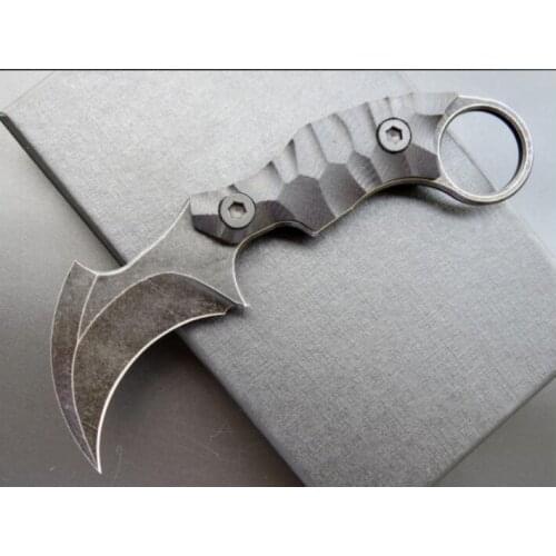 C1697 Karambit Claw D2 Stone Wash Steel Handle Straight Knife Hunting Pocket Survival Fixed Blade Knife EDC Multi Tools Gift
